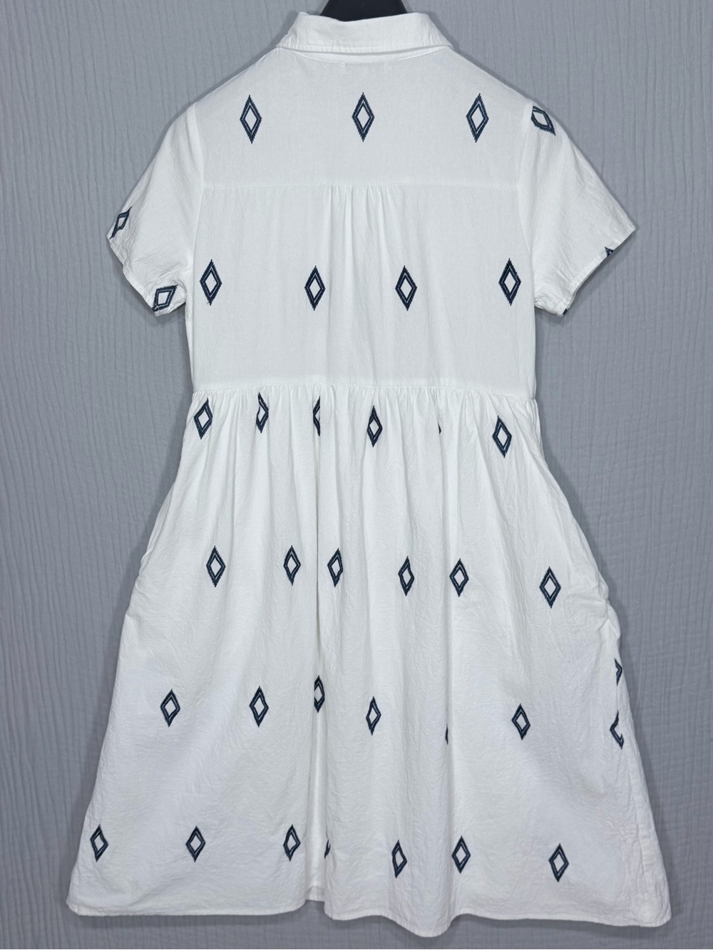 Polagram | White Embroidered Button Front | 100% Cotton | Shirt Dress | Medium - Picture 3 of 7